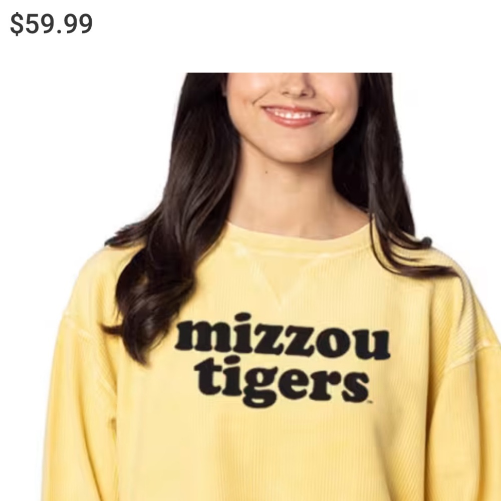 MISSOURI TIGERS WOMENS GOLD CORDED BOXY CREW SWEATSHIRT
Size XL